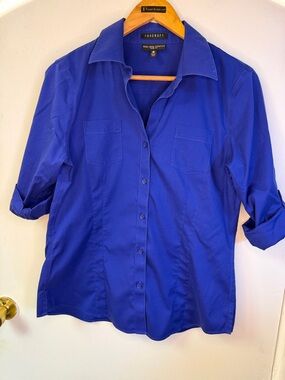 Foxcroft Royal Blue Slim-Fit Non-Iron Blouse